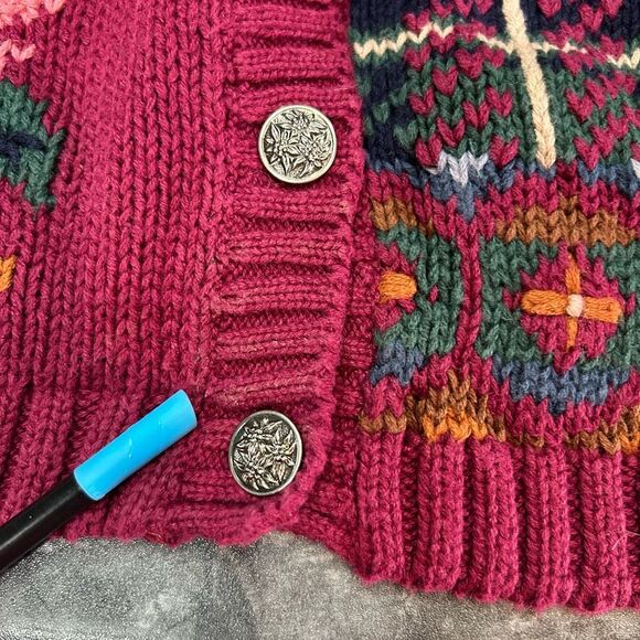 Vintage ID Distinctions Large Red Burgundy Floral Knit Sweater - Picture 8 of 8